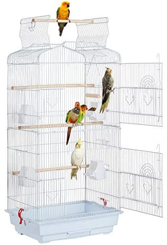 Yaheetech 36-Inch Open Top Portable Hanging Medium Flight Bird Cage for Small Parrots Quaker Cockatiels Sun Parakeets Green Cheek Conures Finches Canary Budgies Lovebirds Travel Bird Cage 